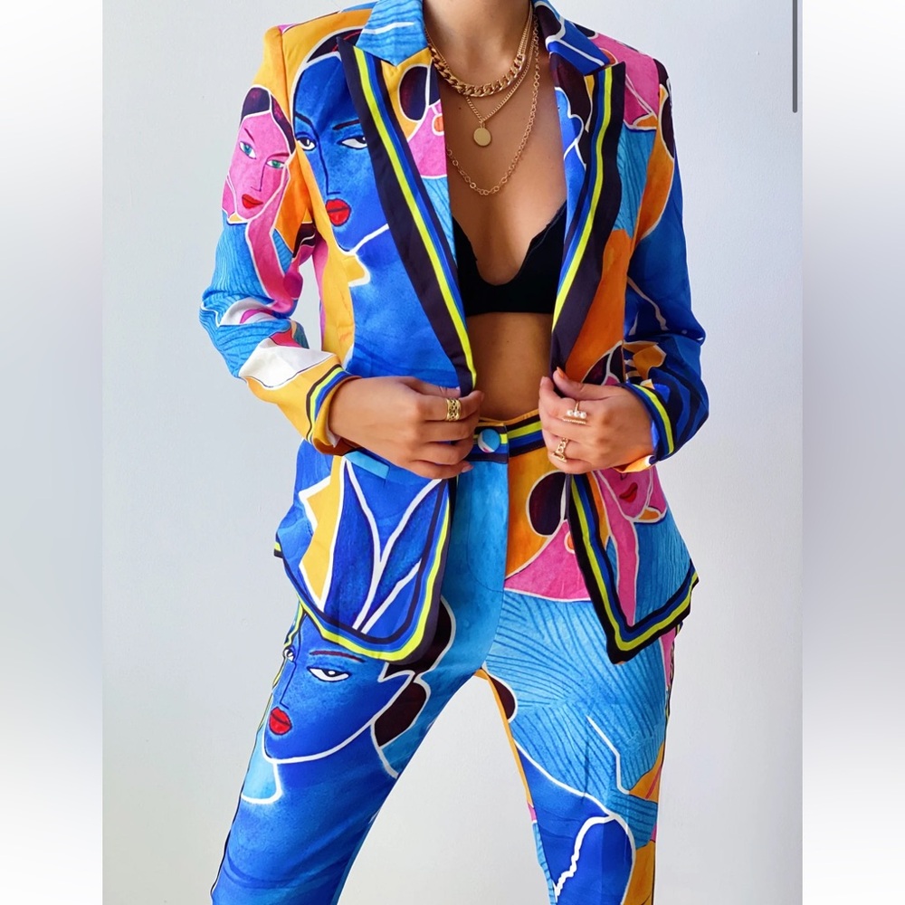Colorful Abstract Women's Pantsuit